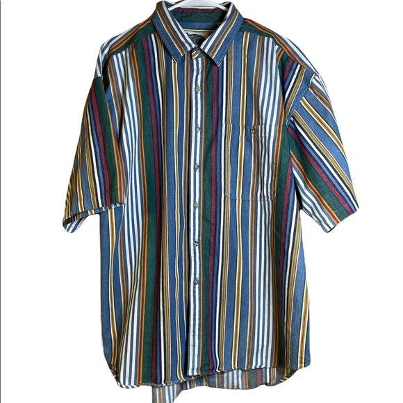 Protests Blues Other - Protest Blues Men Size XL Cotton Striped Button-Up Short Sleeve Multicolor Shirt
